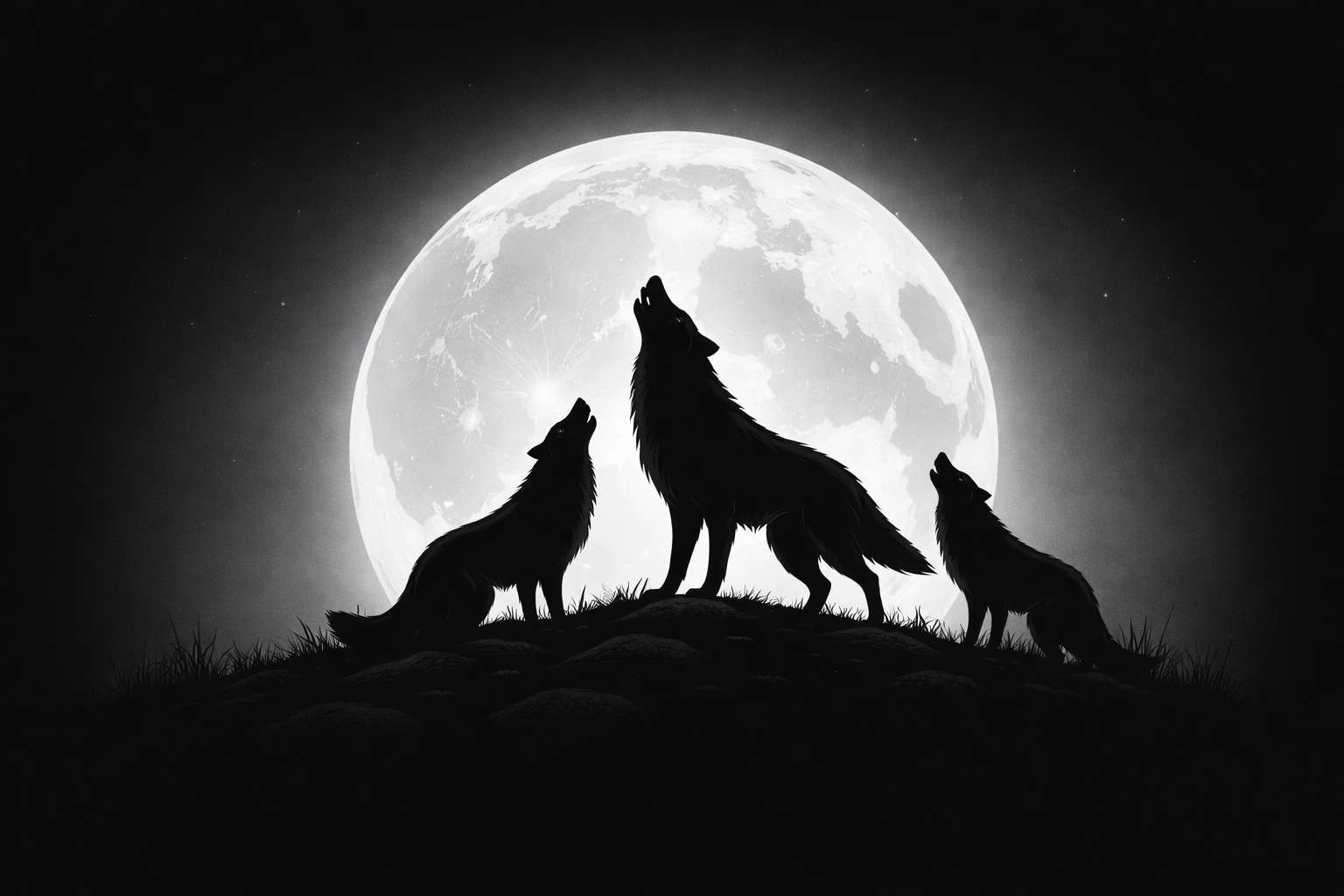 Wolves howling at the moon